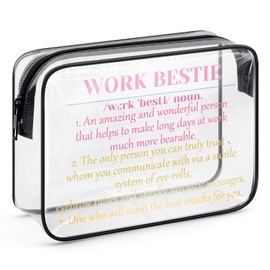 Funny Coworker Gift for Women Makeup Bag Work Friend Gift Office Gifts for Coworker Friend PVC Cosmetic Bag Birthday Retirement Farewell Gifts for Coworker Colleague Leaving Gift Zipper Toiletry Pouch