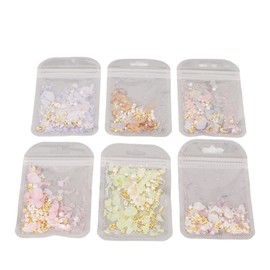 Colorful Seashell Nail Art, 6 Pieces Nail Decoration Set, Colorful and Shiny Nail Accessories, Nail Decoration Kit