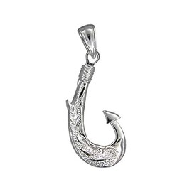 Hawaiian Heirloom Jewelry Sterling Silver Fish Hook Pendant