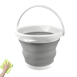 1Pc Collapsible Bucket 5L, folding bucket foldable bucket for RV Home Outdoor Camping Beach Car Washing Laundry Wash Tub for Cleaning White-Gray