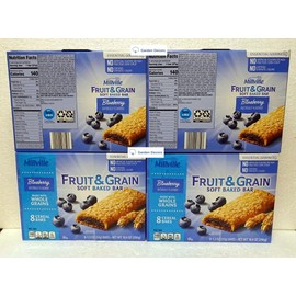 Millville Fruit & Grain Soft Baked Bar Blueberry Naturally Flavored 10.4oz 296g (Four Boxes)