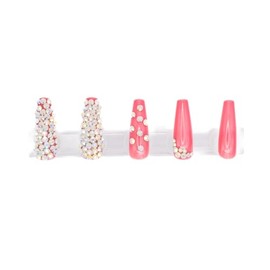 Boutique Beauty Premium Press On Nails ~ Unique, Durable, Trendy Designs with Adhesive Tabs ~ Long Coffin Shape (Crystal Glam)