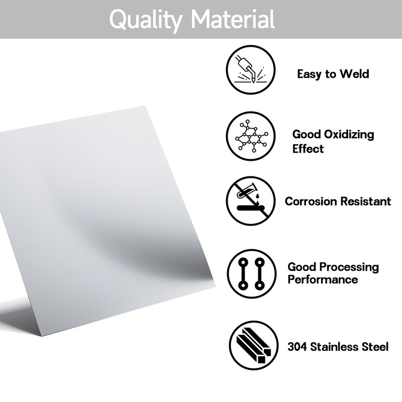 304 Stainless Steel Sheet - 12" X 8" X 1/8"