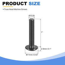 uxcell #10-24 x 1 Truss Head Phillips Machine Screws, Full Thread, Phillips Drive, 304 Stainless Steel 18-8, Black Oxide Finish, Quantity 100