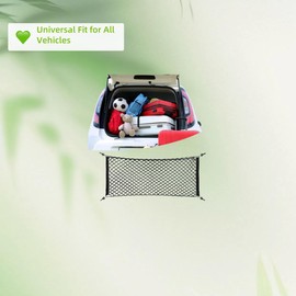 Malla de Nylon de Servicio Pesado de Almacenamiento del Maletero del Coche Universal y Organizador Estirable de tamaño 90x40cm con Ganchos para Coches, Camiones, SUV Viajes por Carretera
