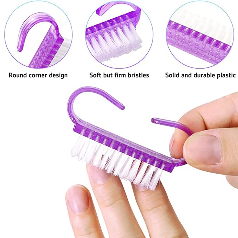 Set of 8 Professional Nail Cleaning Brushes with Handles Fingernail