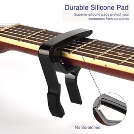 Guitar Capo with 6 Guitar Picks,LEKATO Ukulele Capo Acoustic Eletric Guitar Clip Quick-Change Capo Clamp for Acoustic Electric Guitars Mandolin and Banjo with Pletrums & Strap Locks