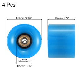 PATIKIL 60mm Longboard Wheels with Bearings ABEC-11 Set of 4 Street Wheels for Skateboards Cruiser Wheels Replacement 80A Gold Blue