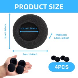 4 Stück Ersatz-Ohrpolster - Schaumstoff Polster für Kopfhörer H330 / H340 / H111, Schutzüberzug 50mm Schwarz