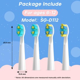 SEAGO Kids Electric Toothbrush SG-2303 Replacement Brush Heads Refill （4 PCS） (White)