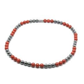 Auras By Osiris Hematite & Red Jasper Necklace - Grounding & Nurturing Energy - Handcrafted Gemstone Jewelry for Balance and Strength