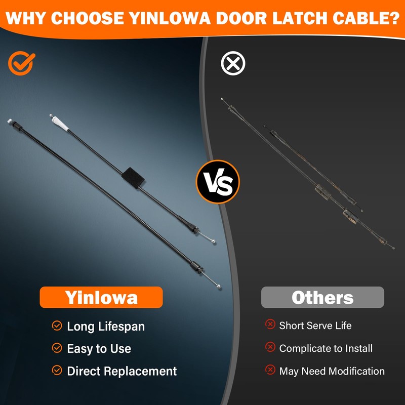 Yinlowa Rear Left Driver Side Door Latch Cable Upper &