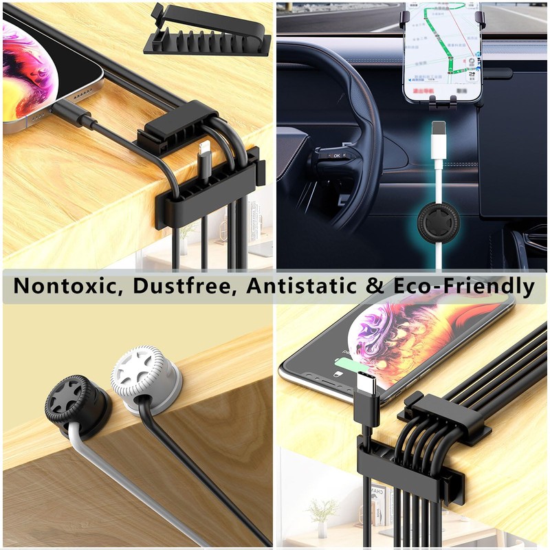 ELII 328Pcs Cable Management Kit, 8 Magnetic Cable Holder,69Adhesive Cable