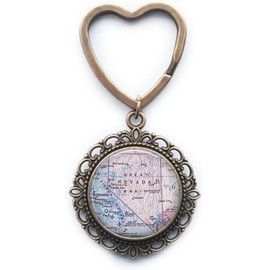 Llavero de mapa de Nevada, llavero de Nevada, llavero de mapa de Nevada, llavero de Nevada, joyería de mapas, joyería de mapas, joyería de mapa de estado, A0180