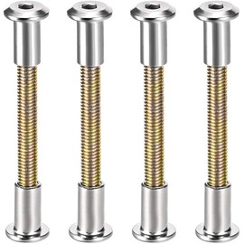 TA-VIGOR 4 Sets Furniture Connecting Screws Bolts, M6 x 60mm Binding Screws Posts Belt Buckle Binding Bolts, Hex Socket Fasteners for Kitchen Cabinet Cupboard Furniture Connectors