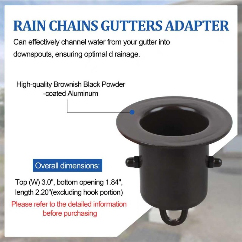 HOLEPU Rain Chain Gutter Adapter, Replacement Downspout for Gutters Black
