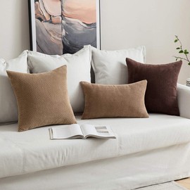 MIULEE Granular Cushion Cover, Pineapple, Soft Plain Decorative Square Cushion Covers for Sofa, Bedroom, Car, Set of 2