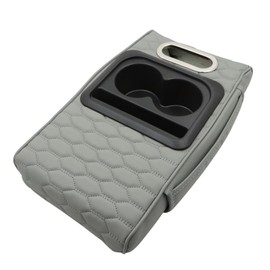 AOUTTUOA Universal Car Multifunctional Armrest Heightening Pad Microfiber Leather Gray Multifunctional Car Armrest Cushion