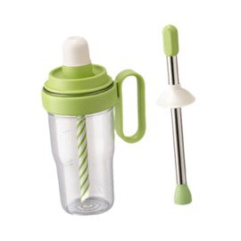 Ｂｅｓｇａ Portable Shaking Cup Shaker Bottle Reusable with Ice Crusher Stick Tumbler with Handle and Tube Lid for Party Travel Hiking