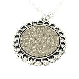 OCC Old Coin Cufflinks Fine Pendant 1963 Lucky sixpence 62nd Birthday plus a Sterling Silver 18in Chain