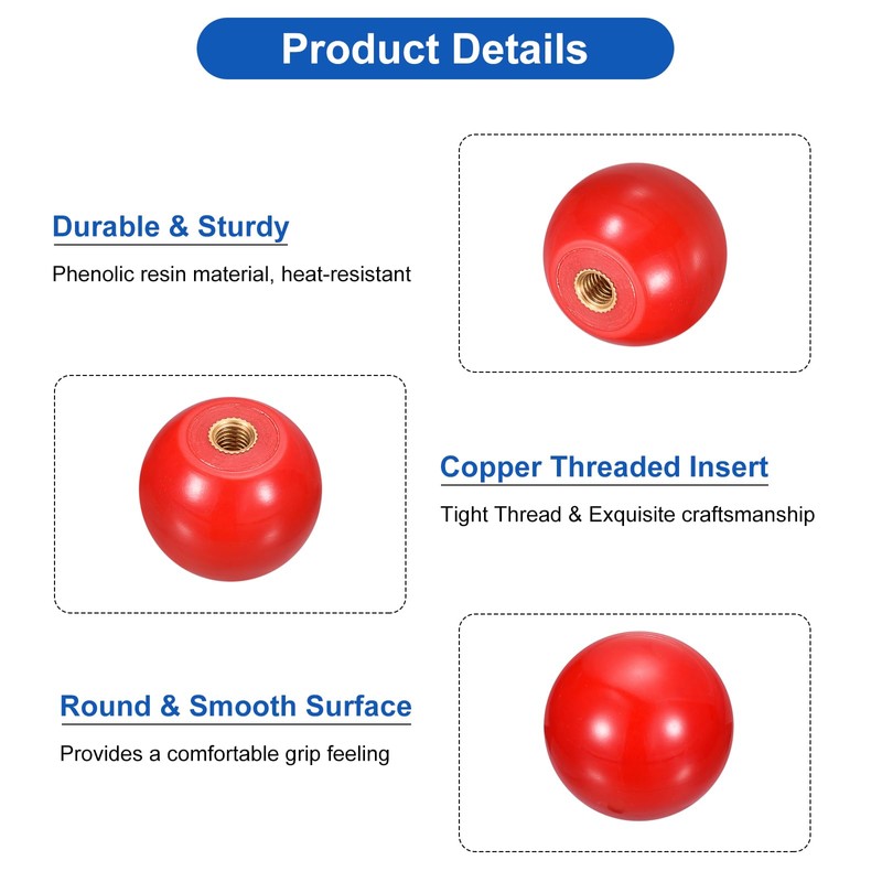 uxcell Threaded Ball Knobs, M6 Female Thread Thermoset Ball Knob