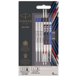 Parker Jotter London Recambios Discovery Pack: 3 recambios Quinkflow para bolígrafos y 3 recambios de gel Quink