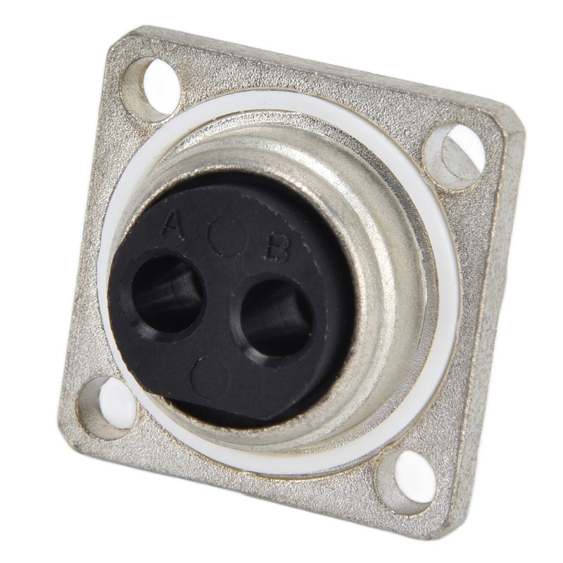 2 Pin Socket Square Flange Screw Mounting Power Connector Electric