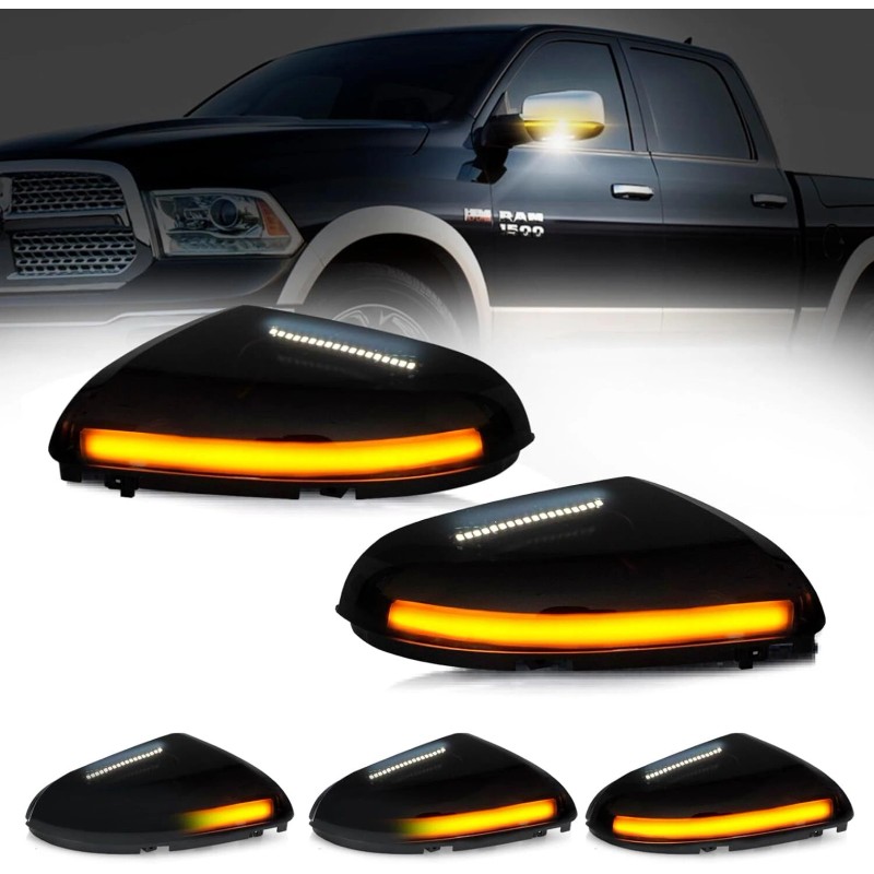 D-Lumina Smoked LED Side Mirror Turn Signal Light For Dodge