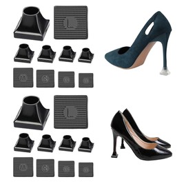 High Heel Protectors Heel Repair Caps Covers Square Type for High Heel Shoes Anti-Slip Protecting from Bricks and Cracks (10 Pairs, 10 Black)