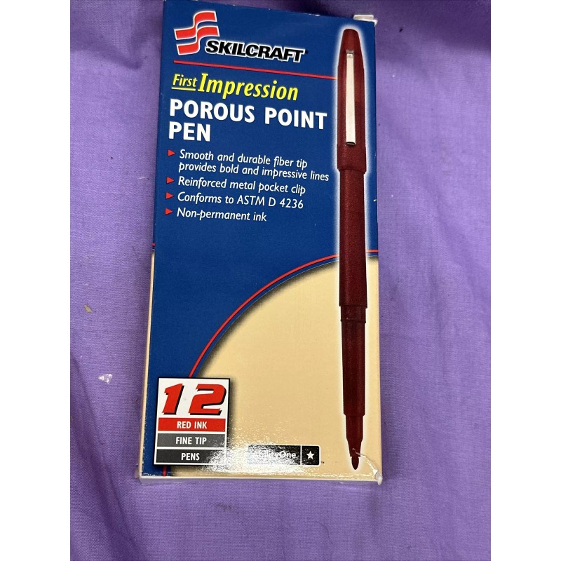 SkilCraft Porous Point Felt Tip Pen Red one dozen