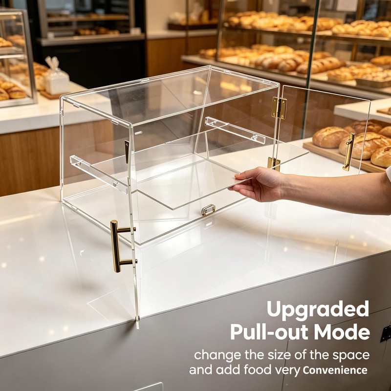 2-Tier Pastry Display Case with Removable Tray