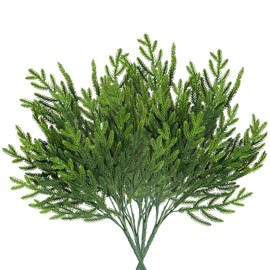 NAHUAA 4 Pcs Christmas Norfolk Pine Branches, 17'' Artificial Norfolk Pine Branches Faux Greenery Pine Stem Fake Pine Sprigs for DIY Crafts Garland Wreath Xmas Indoor Outdoor Home Decor