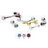 PIERCINGLINE Titanium Banana, 2 Crystals, Curved Piercing Bar for Eyebrow,