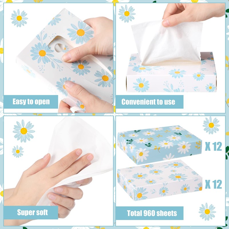Yinder 24 Packs 960 Sheets Tissue Cube Car Facial Boxes
