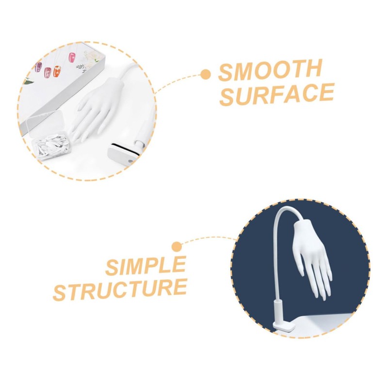 FOMIYES Realistic Fake Hand for Nail Practice Reusable Acrylic Training