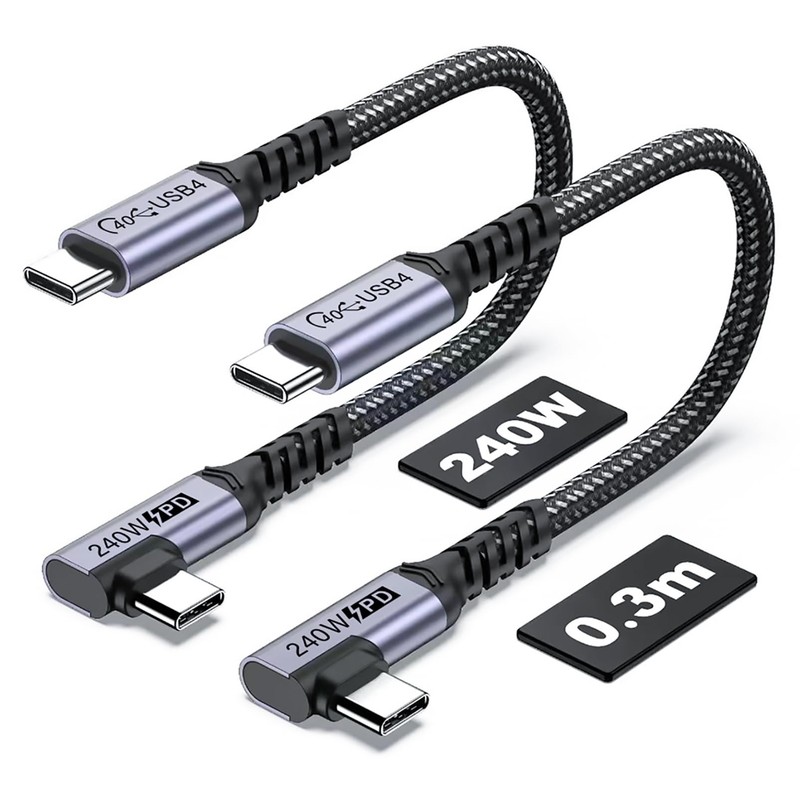 SUMPK 30cm USB 4 Kabel rechtwinklig [2 packs], 240W USB
