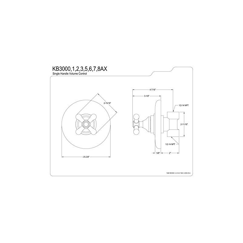 Kingston Brass KB3001AX Volume Control, Polished Chrome 5.38 x 5.38