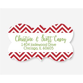 36ct - Christmas Decorative Chevron Return Address Sticker/Label for Christmas Cards (#440-WH)