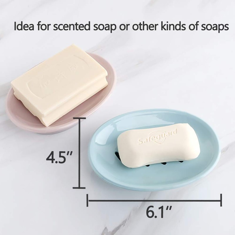 WYOK 2-Pack Soap Dish with Drain Soap Holder Easy Cleaning