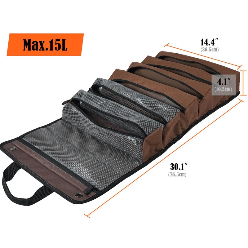 WELKINLAND Heavy-Duty Waxed Canvas Tool Roll, 7-Pockets Tool Wrap Roll,