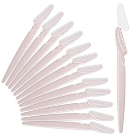 MoHern Eyebrow Razor for Women, 12 Pcs Dermaplane Razor for Women Face, Multipurpose Wheat Pink Face Razors for Women and Men by