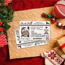3 Pack Santa’s Driver License, Novelty Santa Lost Sleigh License ID Card North Pole Flight License for Christmas Eve Xmas Tree Ornament Decorative Hanging Ornaments