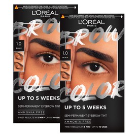 L'Oréal Paris Brow Colour Set of 2 Semi-Permanent Eyebrows without Ammonia for up to 5 Weeks Natural Result Colour 1.0 Black