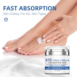 Urea Cream 45% Plus 2% Salicylic Acid,Callus Remover Foot Moisturizer Hand Foot Cream For Dry Cracked Feet From Toes to Heels Elbows Knees Softens Skin Exfoliates Dead Skin Smoothing Skin