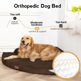 MEKIY Large Orthopedic Dog Bed with Sides XXXL Dog Beds with Removable Washable Cover Non-Slip Waterproof Pet Bed for Extra Large Dogs - Brown XXXL