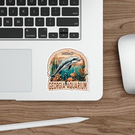 Georgia Aquarium Georgia Sticker Travel Weatherproof Souvenir Decal Vinyl Small Waterproof for Water Bottle Mug Passport Notebook Laptop Computer Phone Car Stickers 4" ID44990