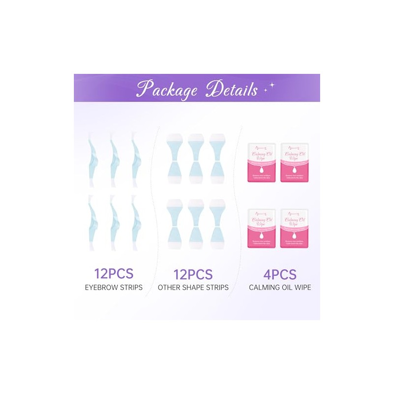 24pcs Eyebrow Waxing Strips Pre-cut Shape, Perfect for Brows &Lip,