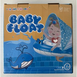 Baby Pool Float with Canopy, Inflatable Baby Swimming Ring with Blue Whale New