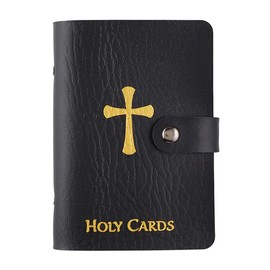 Holy Card Holder Carrying Case for Adults, Unisex, Faux Leather, Up to 40 Cards, Black, Snap Closure