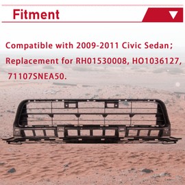 HECASA Front Lower Cover Grill Compatible with 2009-2011 Honda Civic Sedan 4DR Bumper Grille Replacement for RH01530008/HO1036127/71107SNEA50
